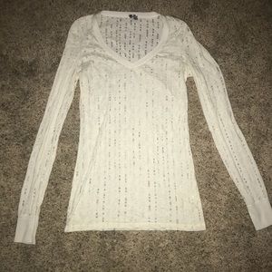 BKE white/cream holy long sleeved shirt